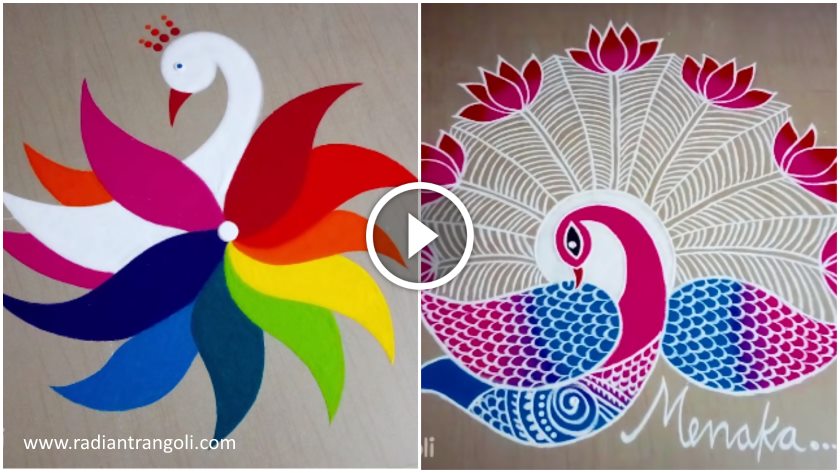 Easy Peacock Rangoli Design For Diwali Radiant Rangoli,Flower Nail Art Designs For Toes